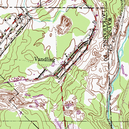 Topographic Map of Vandling, PA
