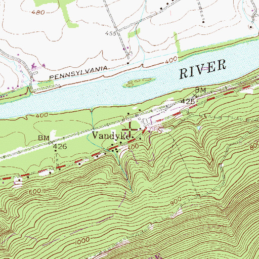 Topographic Map of Vandyke, PA