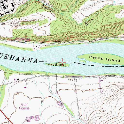 Topographic Map of Vastines Island, PA