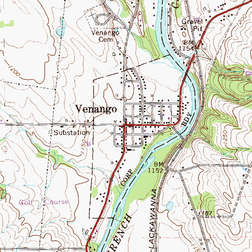 Topographic Map of Venango, PA