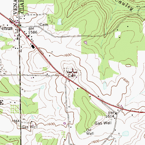 Topographic Map of Venus Cemetery, PA