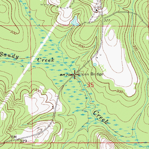Topographic Map of Glenn Bridge, AL