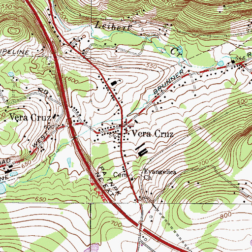 Topographic Map of Vera Cruz, PA