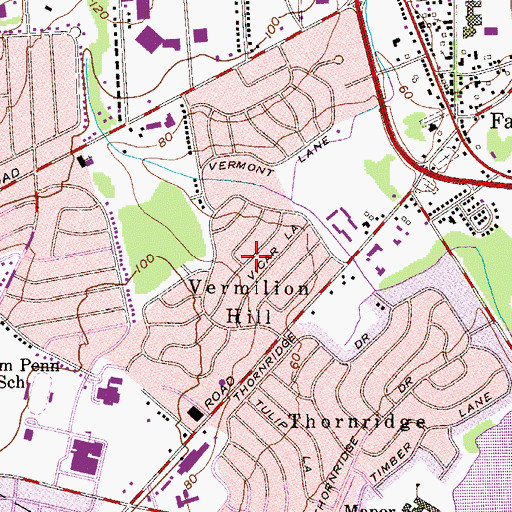 Topographic Map of Vermilion Hill, PA