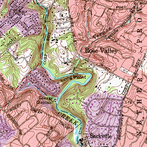Topographic Map of Vernon Run, PA