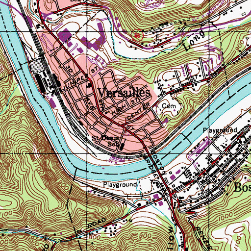 Topographic Map of Versailles, PA