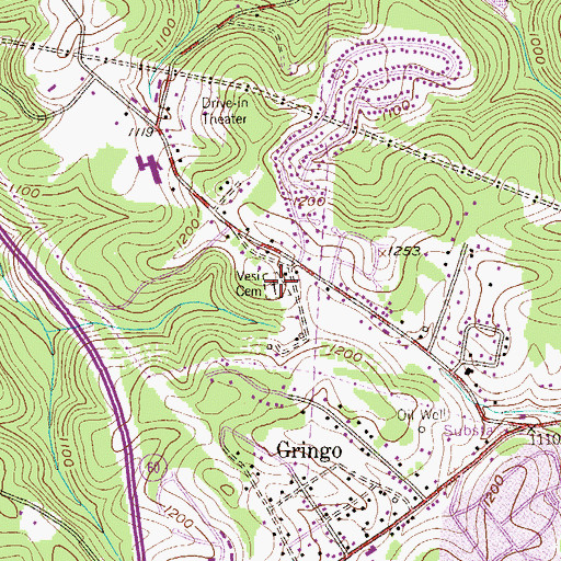 Topographic Map of Veazey / Veasey Cemetery, PA