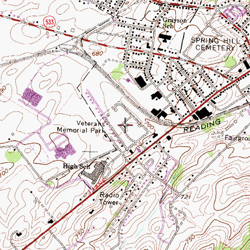 Topographic Map of Veterans Memorial Park, PA