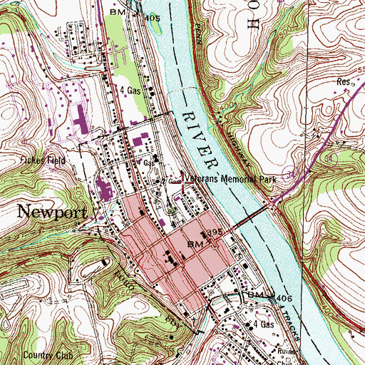 Topographic Map of Veterans Memorial Park, PA