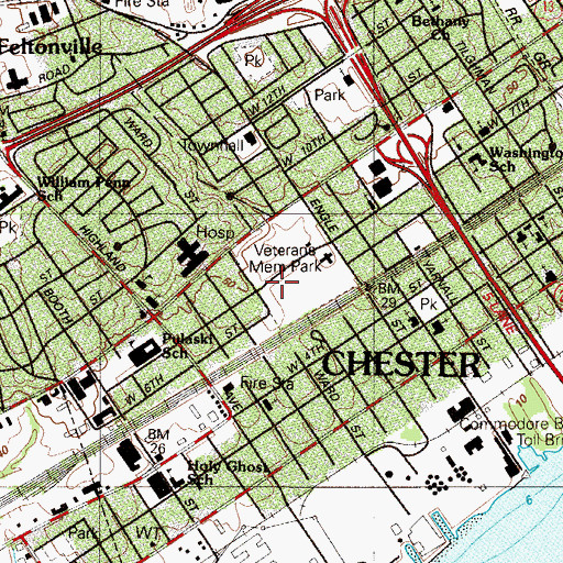 Topographic Map of Veterans Memorial Park, PA
