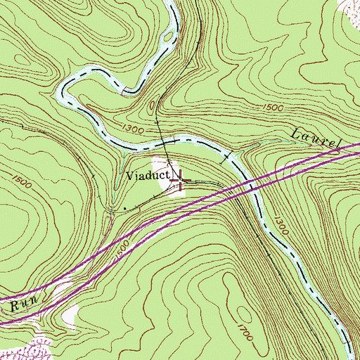 Topographic Map of Viaduct, PA