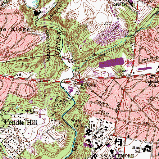 Topographic Map of Victoria Church, PA