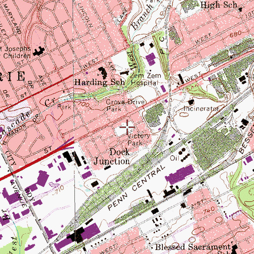 Topographic Map of Victory Park, PA