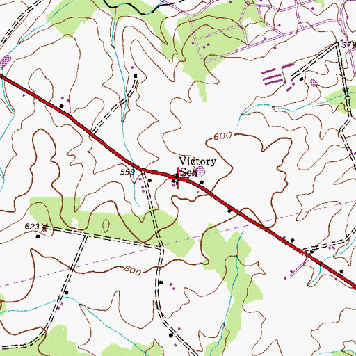 Topographic Map of Victory School, PA