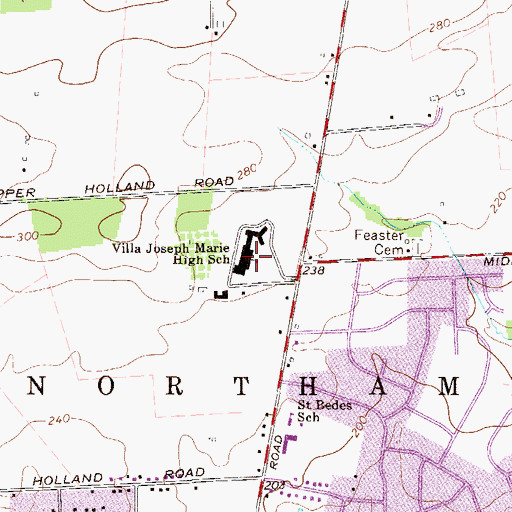 Topographic Map of Villa Joseph Marie High School, PA