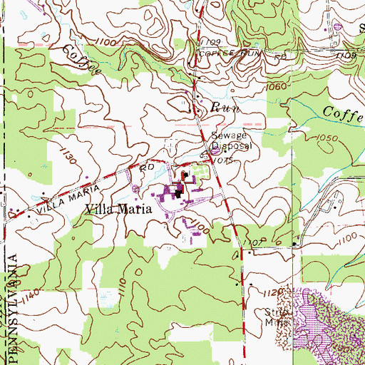 Topographic Map of Villa Maria, PA