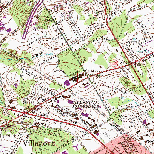 Topographic Map of Villanova University, PA