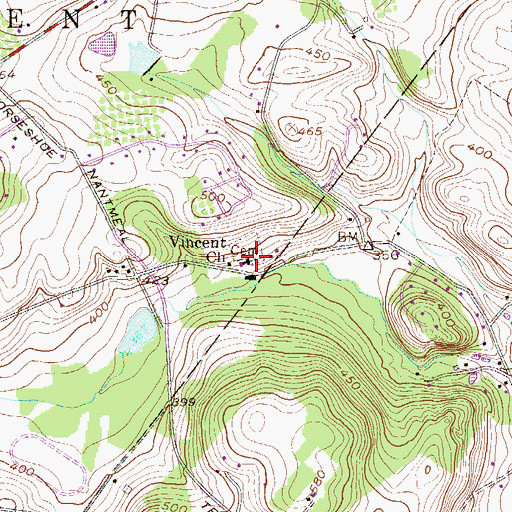 Topographic Map of Vincent Church, PA