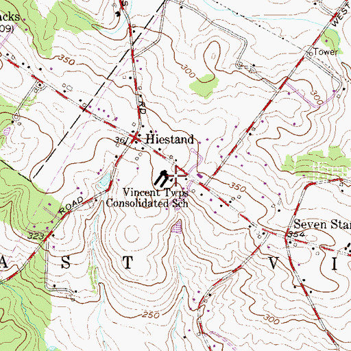 Topographic Map of Vincent Townships Consolidated School, PA