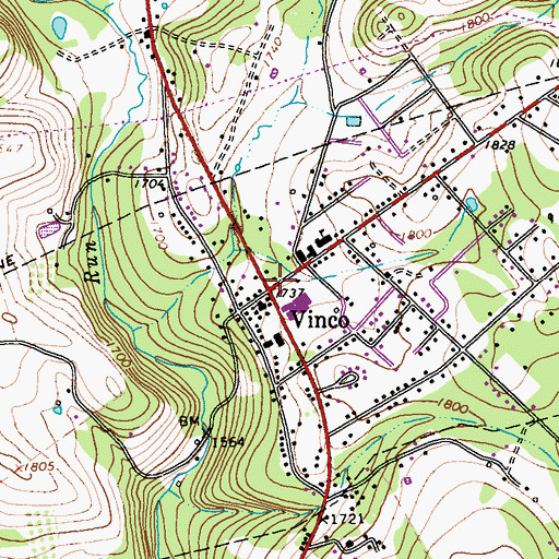 Topographic Map of Vinco, PA