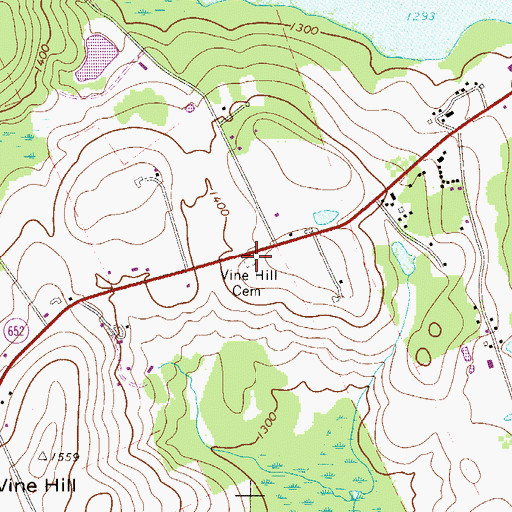 Topographic Map of Vine Hill Cemetery, PA