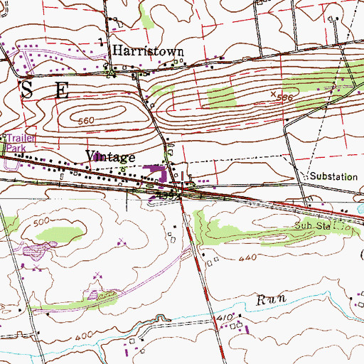 Topographic Map of Vintage, PA