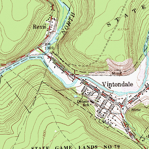 Topographic Map of Vintondale, PA