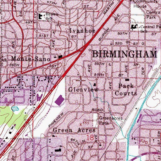 Topographic Map of Glenview, AL