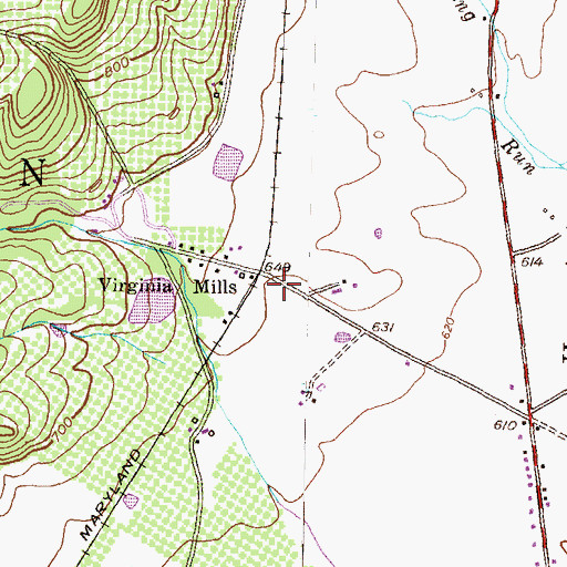 Topographic Map of Virginia Mills, PA