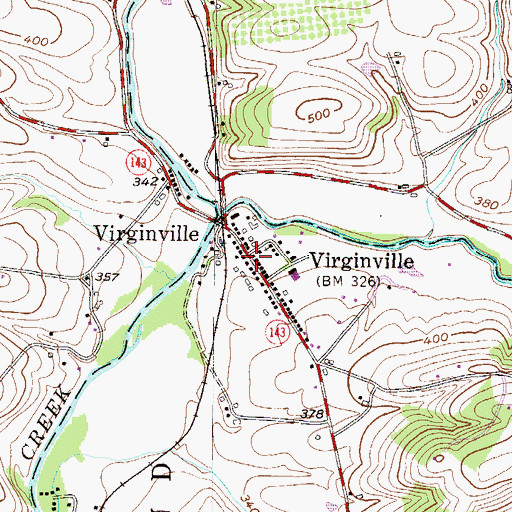 Topographic Map of Virginville, PA
