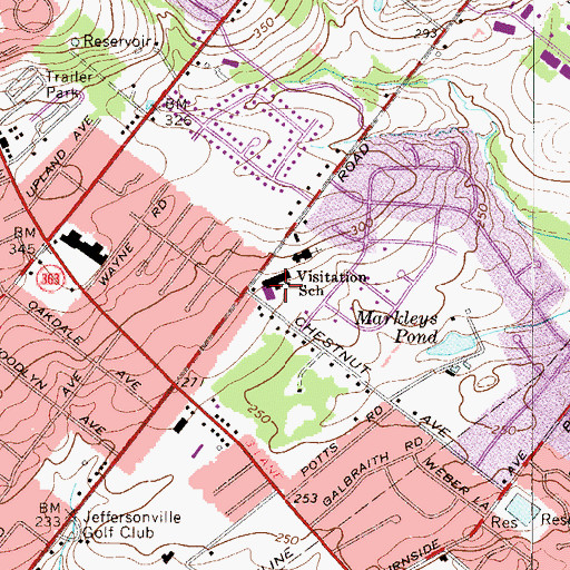 Topographic Map of Visitation School, PA