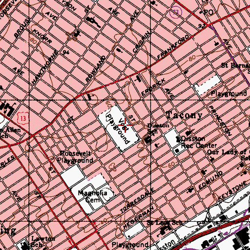 Topographic Map of Vogt Playground, PA