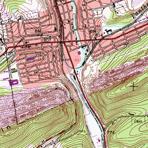 Topographic Map of Wabash Creek, PA