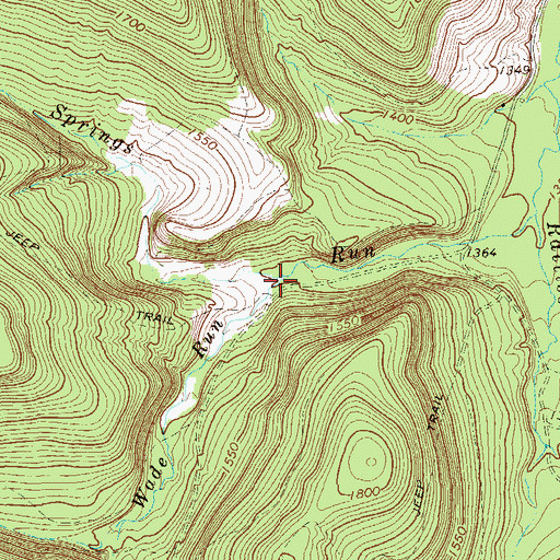 Topographic Map of Wade Run, PA