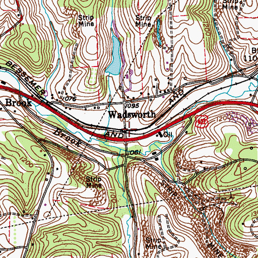Topographic Map of Wadsworth, PA