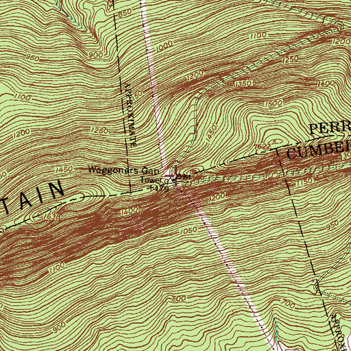 Topographic Map of Waggoners Gap, PA