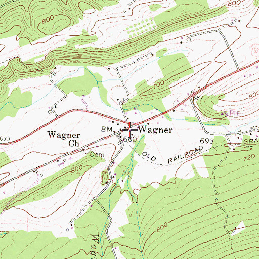 Topographic Map of Wagner, PA
