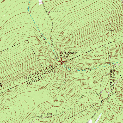Topographic Map of Wagner Gap, PA