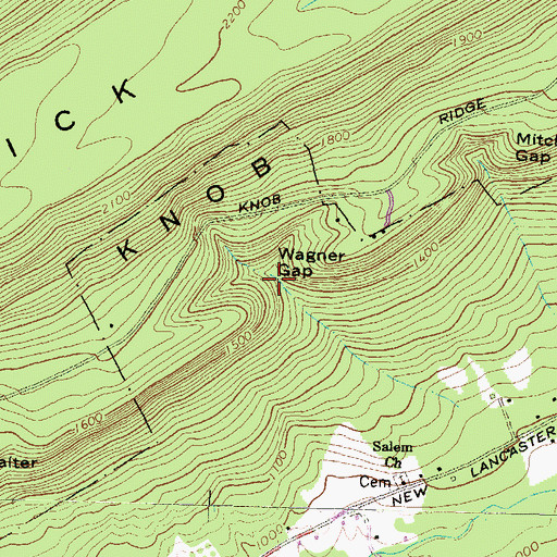 Topographic Map of Wagner Gap, PA
