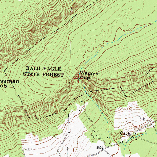 Topographic Map of Wagner Gap, PA