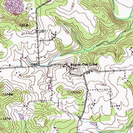 Topographic Map of Wagner Oak Grove / Oak Grove Lutheran Church Cemetery, PA