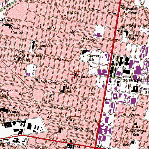 Topographic Map of Wagner School, PA