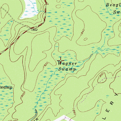 Topographic Map of Wagner Swamp, PA