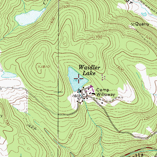 Topographic Map of Waidler Lake, PA