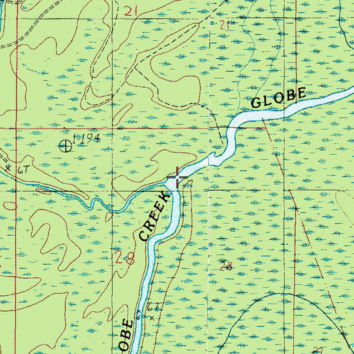 Topographic Map of Globe Creek, AL