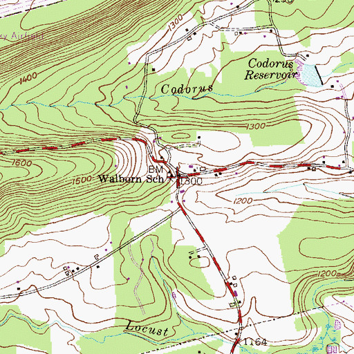 Topographic Map of Walborn School, PA