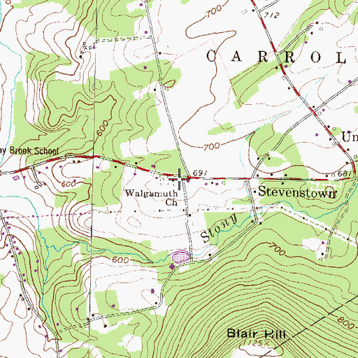 Topographic Map of Walgamuth Church, PA
