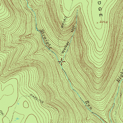 Topographic Map of Walker Hollow, PA