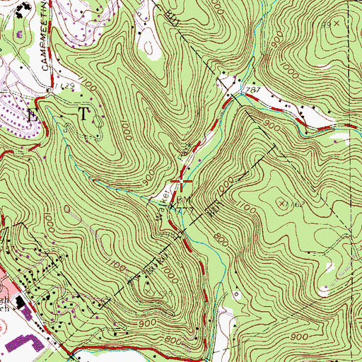 Topographic Map of Walker Park, PA