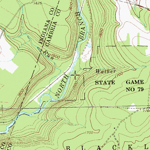 Topographic Map of Walker Run, PA